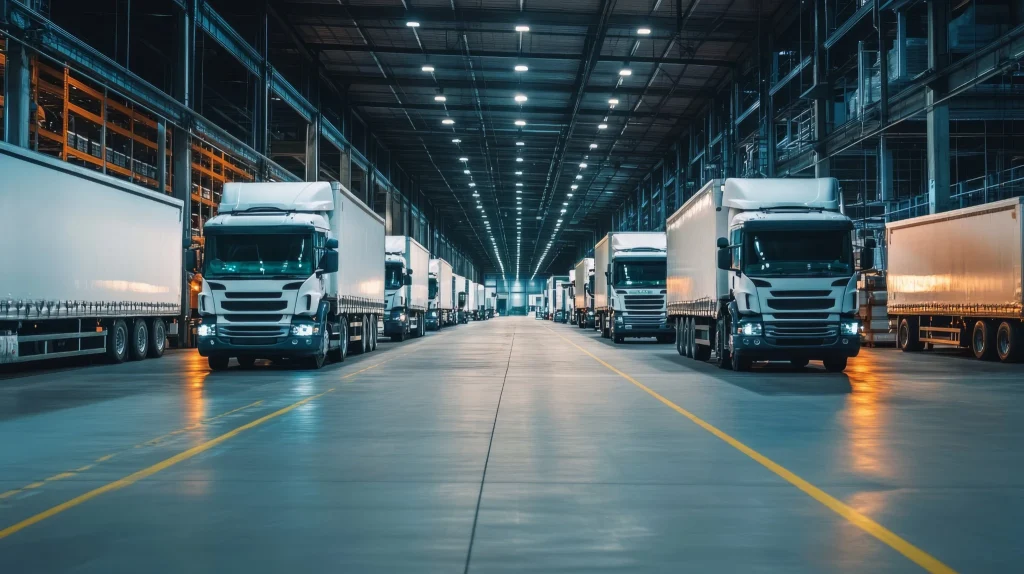 Program do planowania tras dla transportu i logistyki – flota samochodów ciężarowych w centrum dystrybucyjnym.